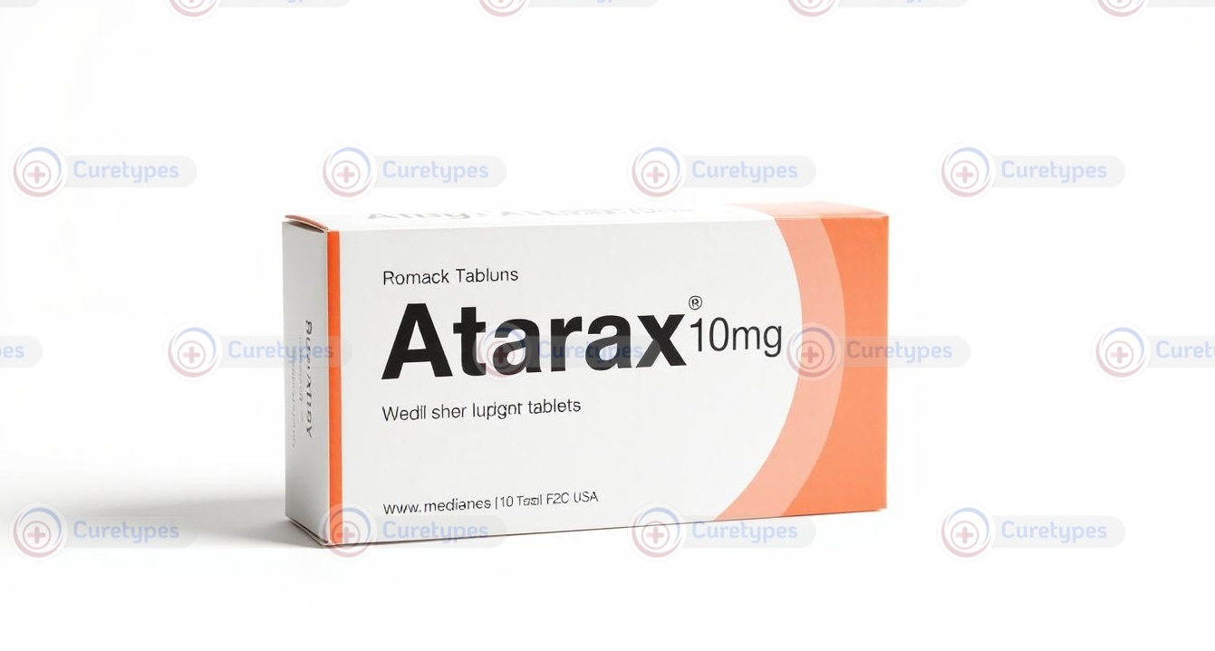 Atarax (Hydroxyzine) tablets for anxiety and allergy relief.