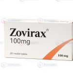 Box of Zovirax (Acyclovir) tablets for treating herpes simplex infections.