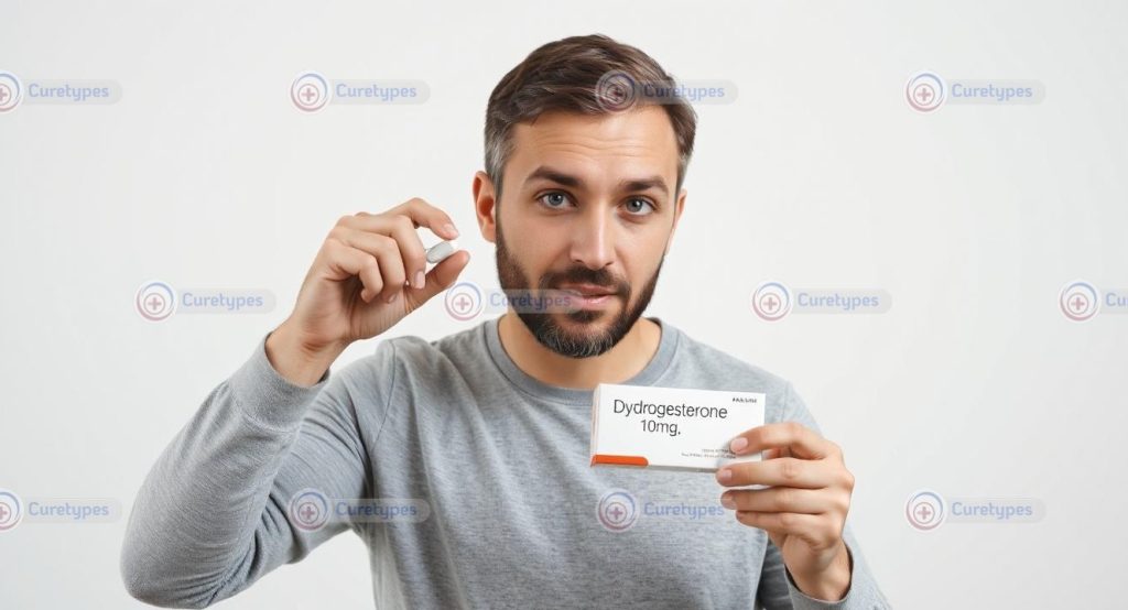 Image of dydrogesterone tablets, a hormone treatment for menstrual disorders and pregnancy support.
