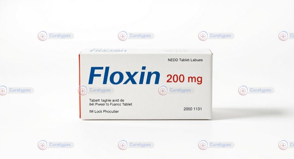 Image of Floxin tablets containing ofloxacin, an antibiotic for bacterial infections.