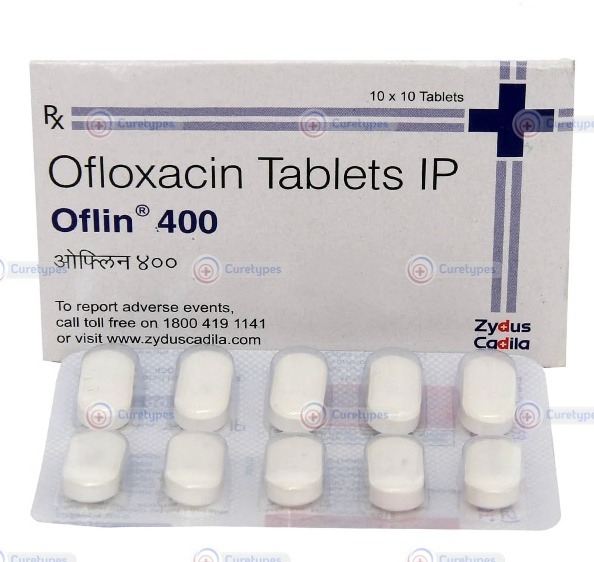 Image of Floxin tablets containing ofloxacin, an antibiotic for bacterial infections.