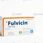 Image of Fulvicin tablets containing griseofulvin, used for treating fungal infections.