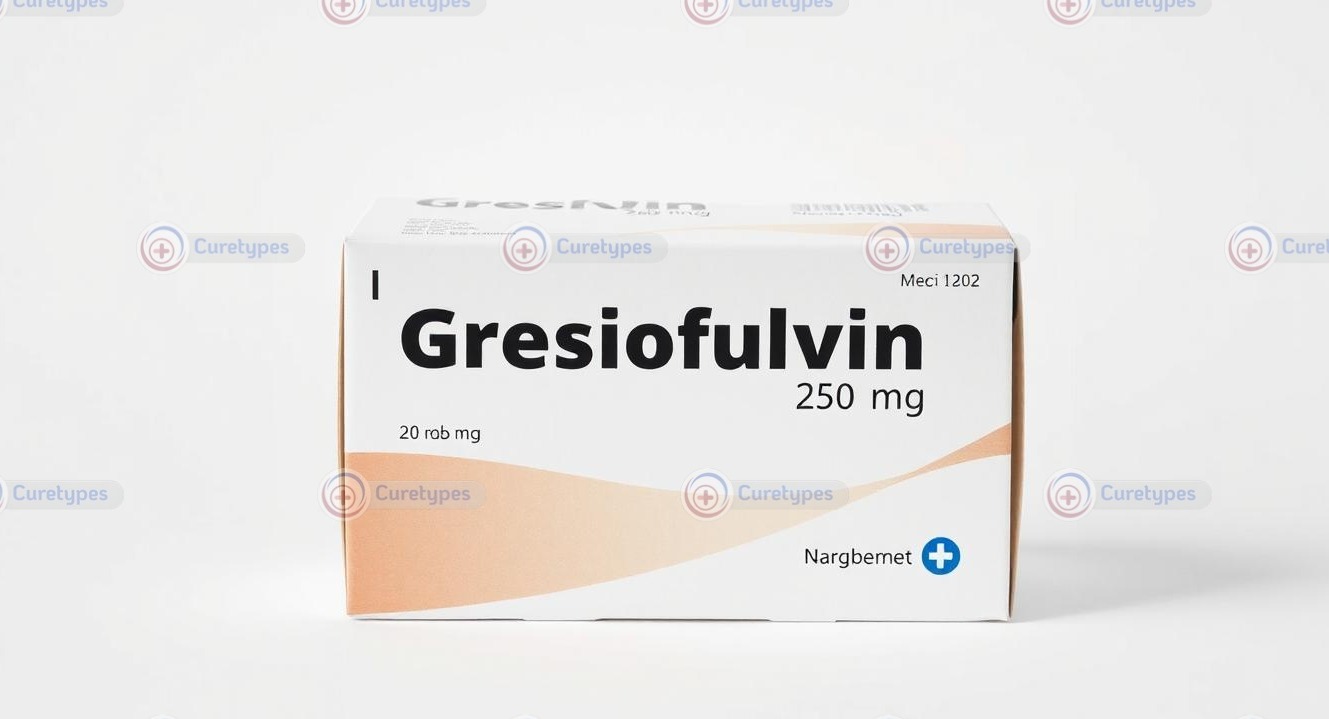 Image of Grifulvin tablets containing griseofulvin, an antifungal medication for skin and nail infections.