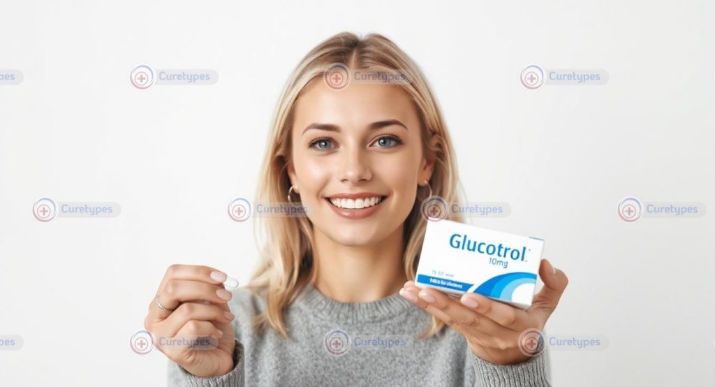 Image of Glucotrol tablets featuring glipizide, a diabetes medication for blood sugar control.