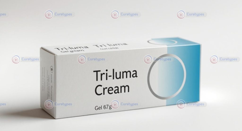 Image of Triluma cream with fluocinolone, hydroquinone, and tretinoin for skin discoloration treatment.