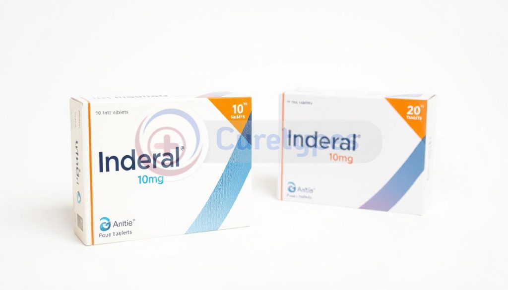 Inderal medication bottle containing propranolol for hypertension treatment